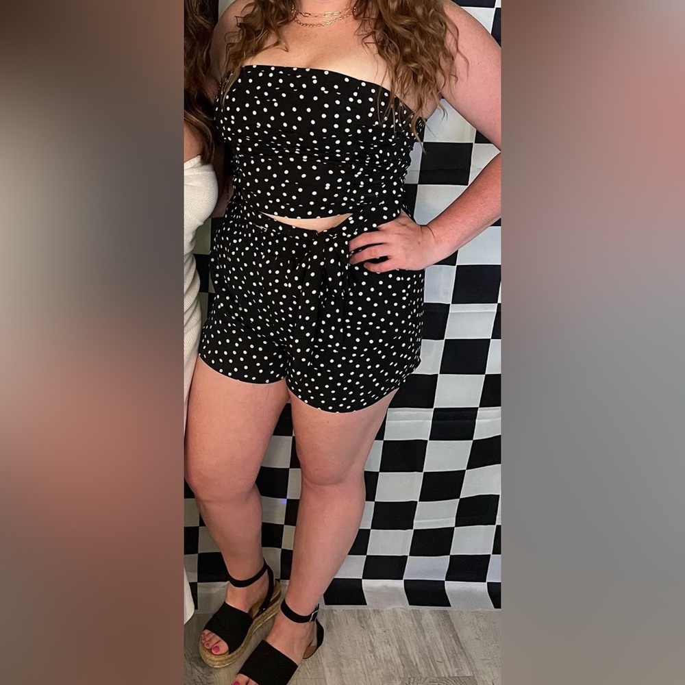 Express Two Piece Shorts Strapless Top Set
